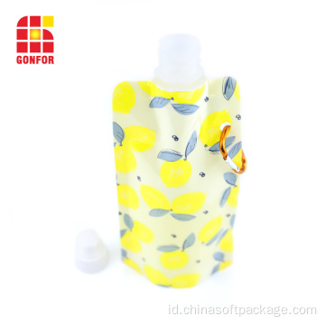 Botol air lipat yang fleksibel dengan carabiner BPA gratis